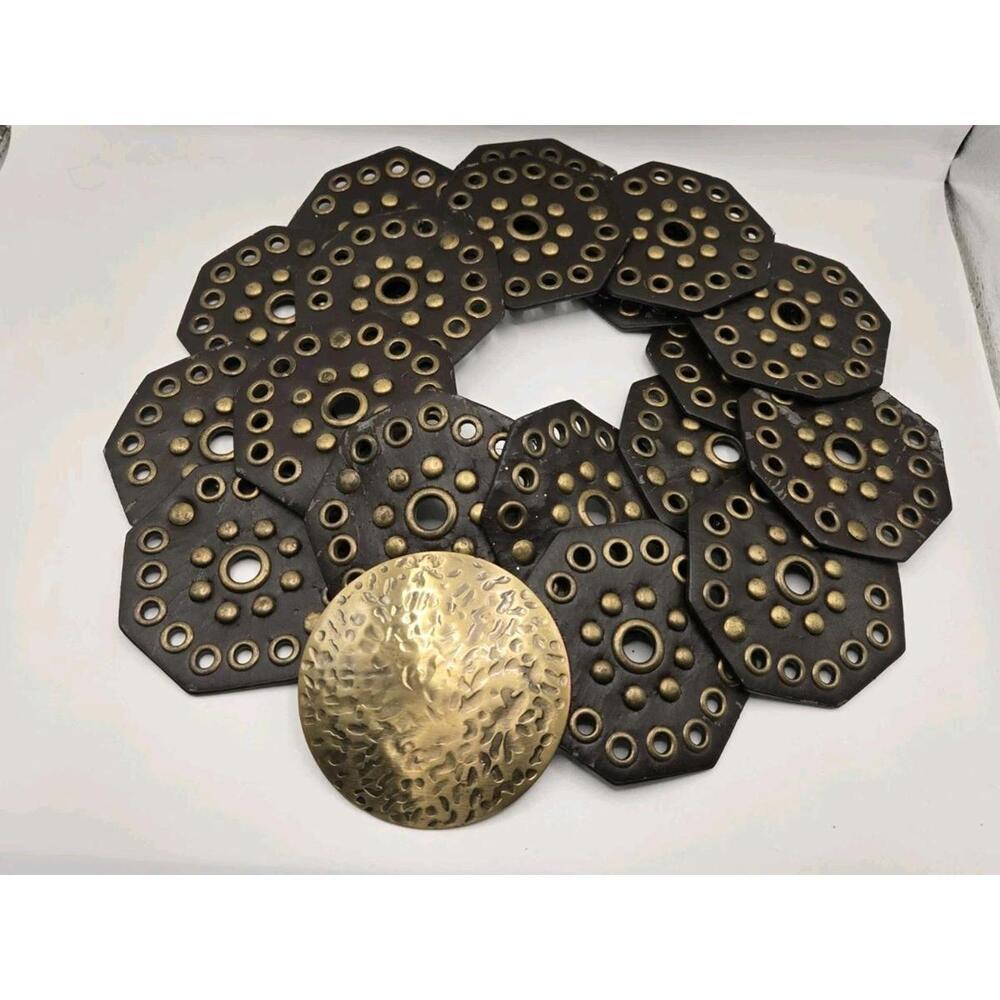Y2K concho wide boho style dark brown and old hip belt